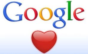 google logo plus heart