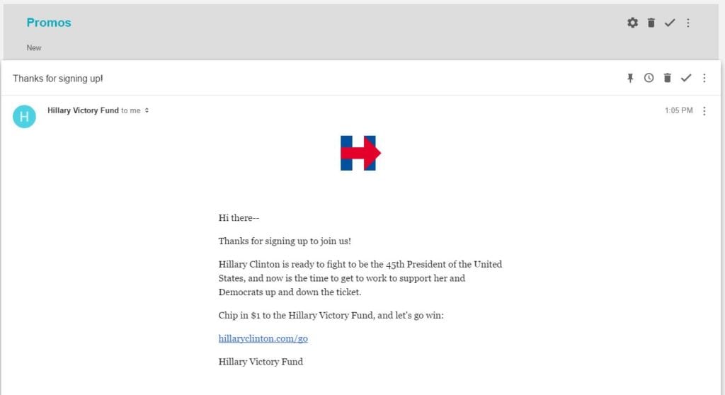 hillary-email-welcome-message