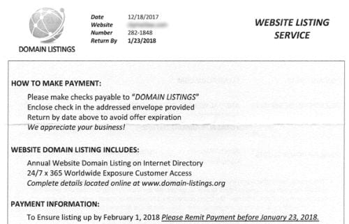 domain scam letter example