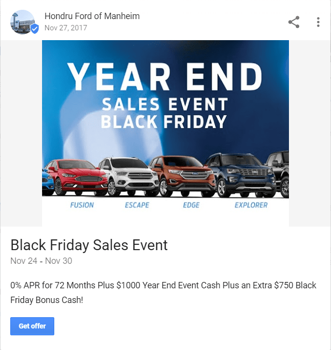 black friday sales event google post