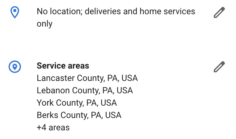 service area for Google My Business