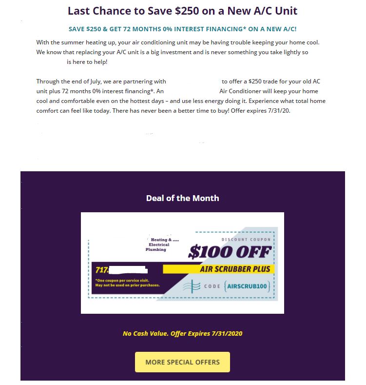 HVAC Email Coupon