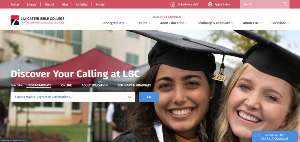 Lancaster Bible College homepage.