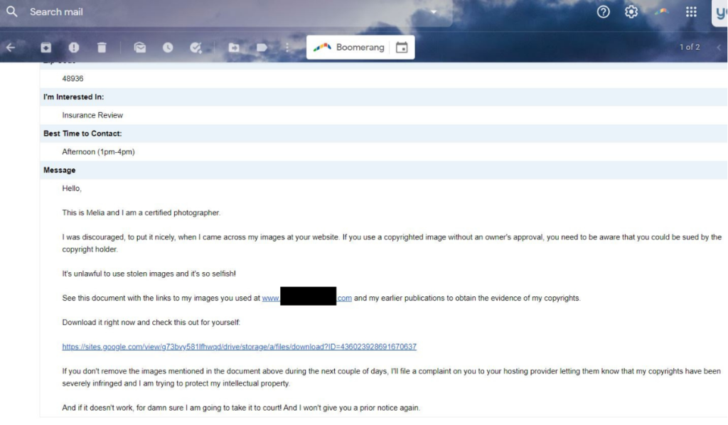 Image scam email