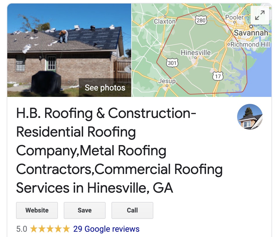 keyword stuffing in roofing company's GMB profile